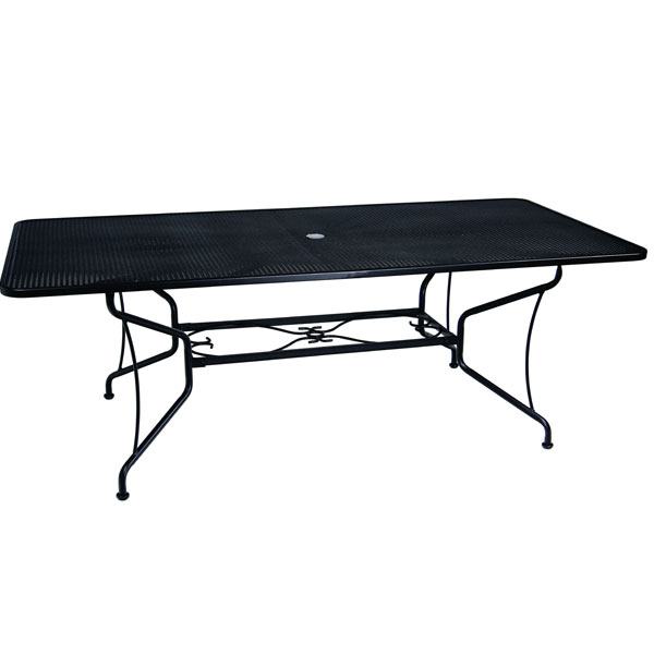 Wrought Iron 42 x 84 Rectangle Table with Umbrella Hole by Woodard - Image 2